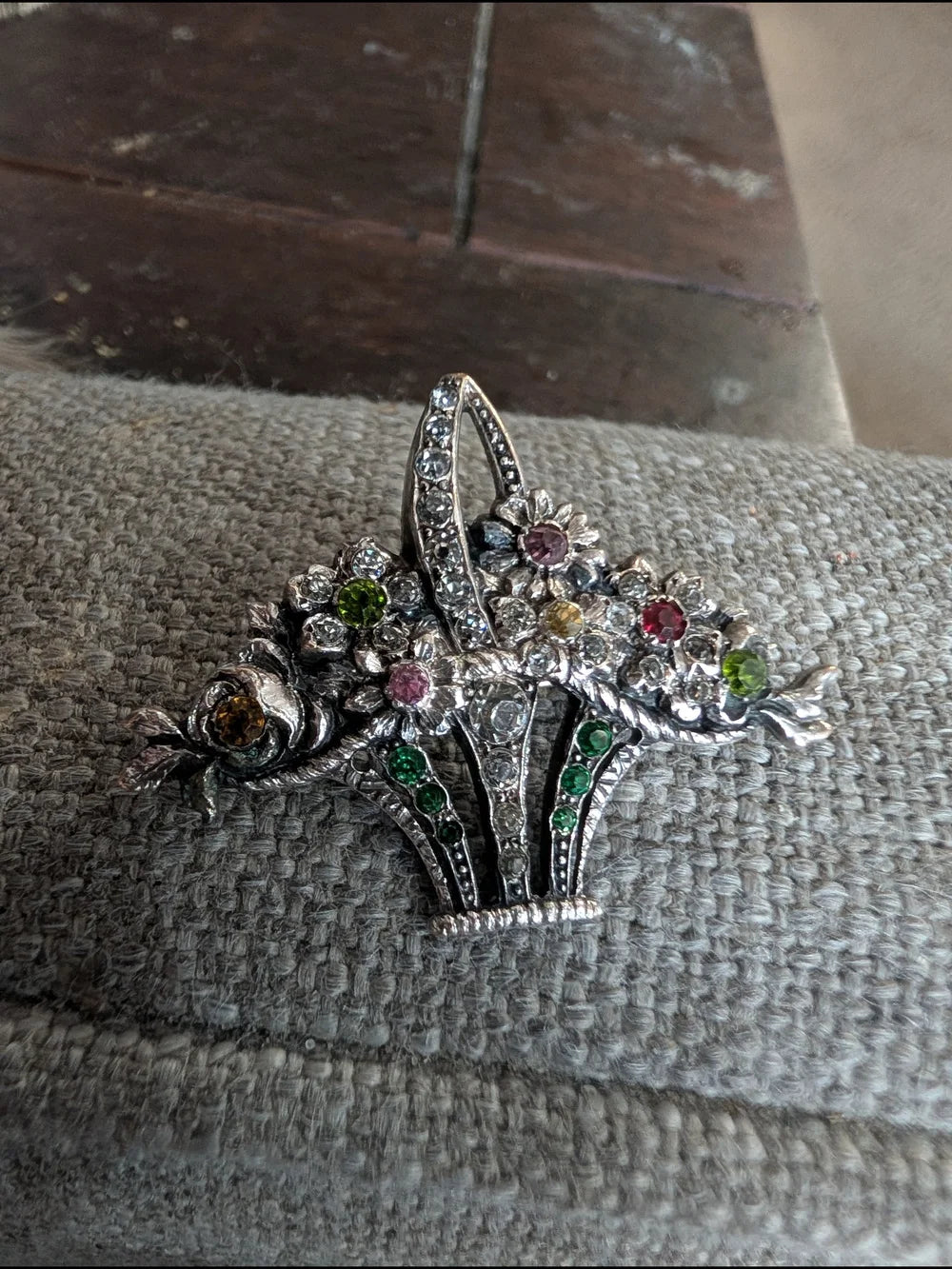 Vintage Edwardian Silver Coloured Paste Giardinetti Brooch