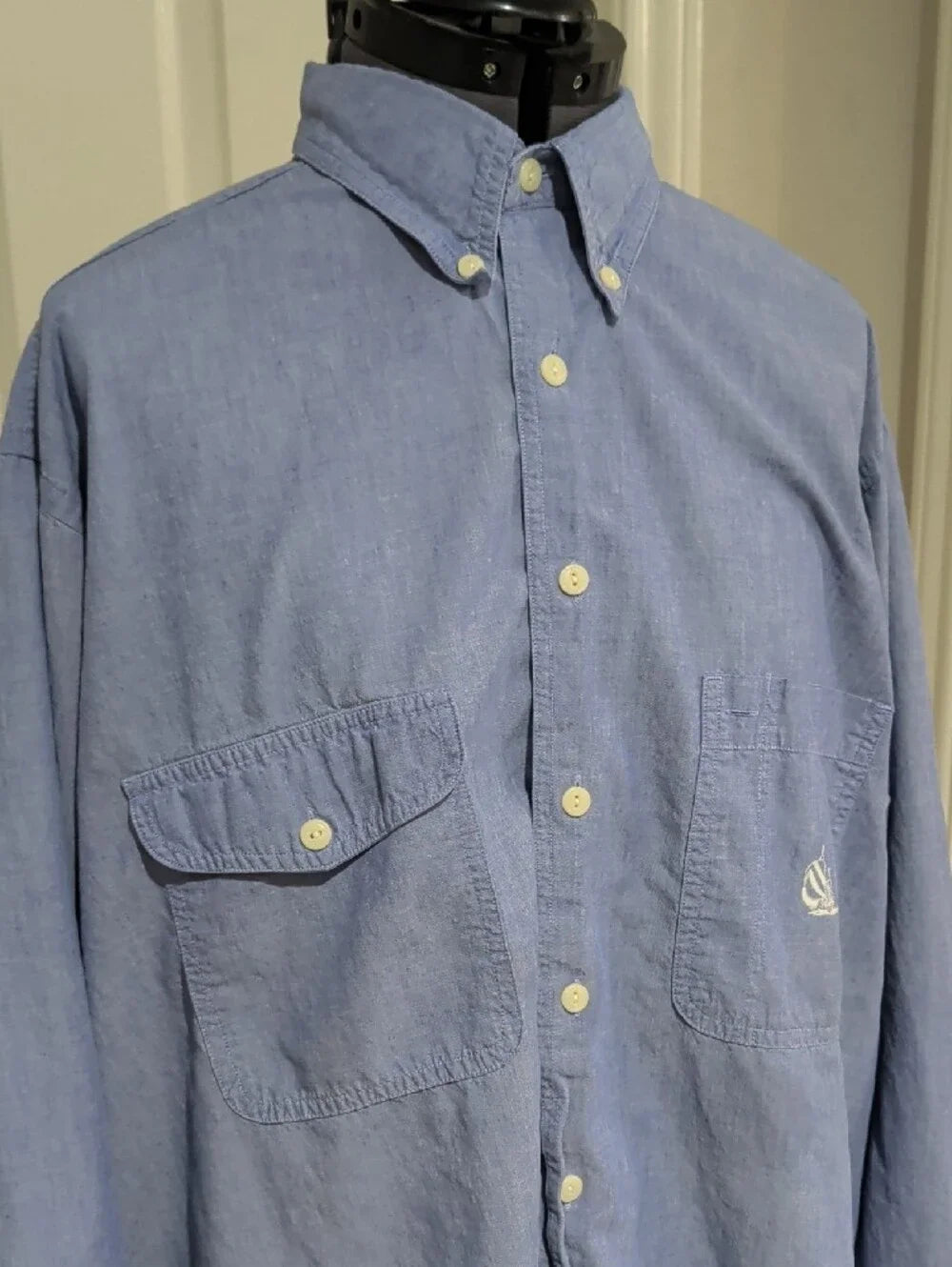 Nautica Light Blue Casual Button-Down Shirt with Dual Chest Pockets Men's XL