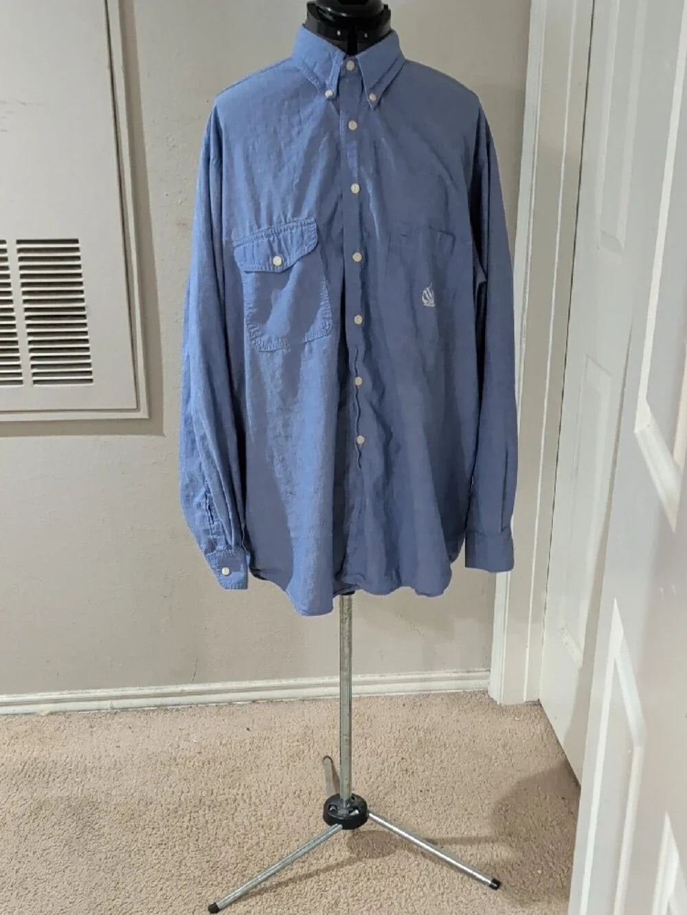 Nautica Light Blue Casual Button-Down Shirt with Dual Chest Pockets Men's XL