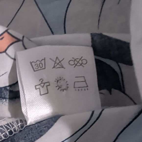 SSLR Men's Colection Swan Pattern Shirt - Light Blue and White L Button-Down