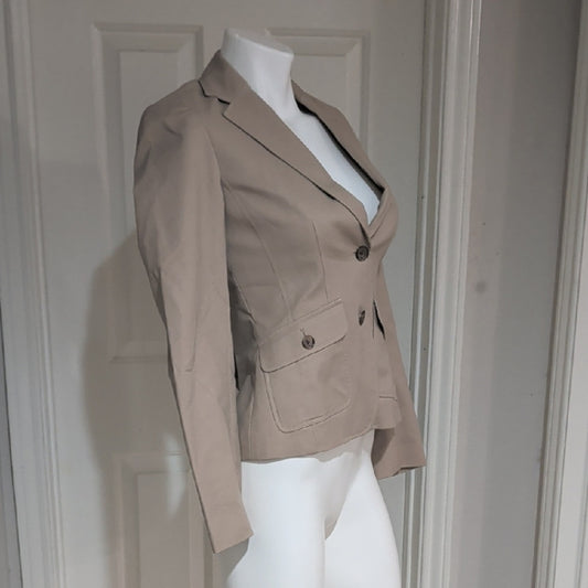 Banana Republic Blazer Womens 0 Tan Cotton Blend Stretch Business Casual Classic