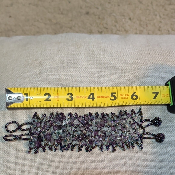 Handcrafted Beaded Bracelet with Purple Tones