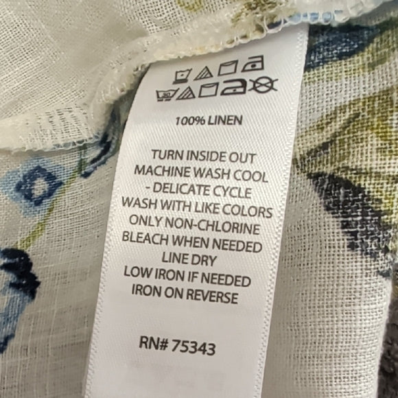 Joie 100% Linen Floral Faux Wrap Blouse, Size Medium Women's Top