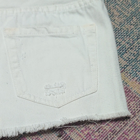 Forever 21 White Distressed Jean Shorts Women's 28