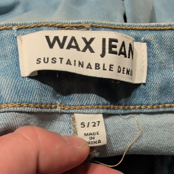Wax Jean Light Blue Sustainable Denim Straight Leg Boot Cut Jeans Women's 27