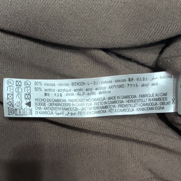 Zara Women's Khaki Brown Ribbed Knit Long Sleeve Crewneck Solid Crop Top Size S