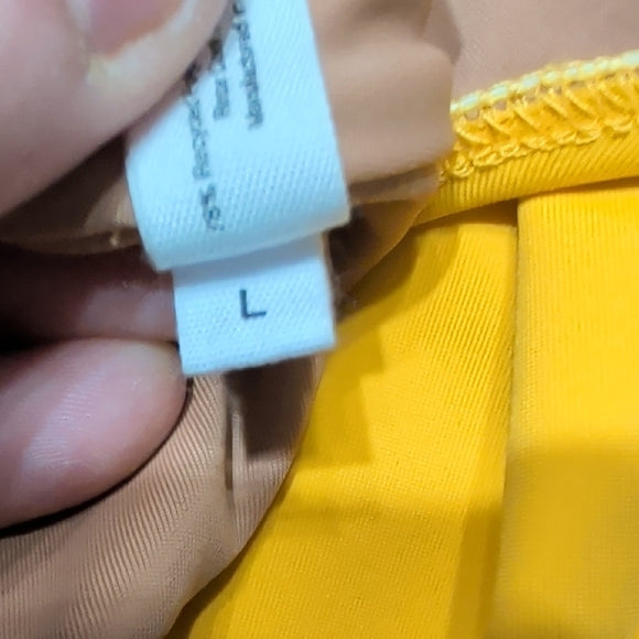 NWOT Nu Swim Mustard Square Neck Low Back One-Piece Swimsuit Women's Large