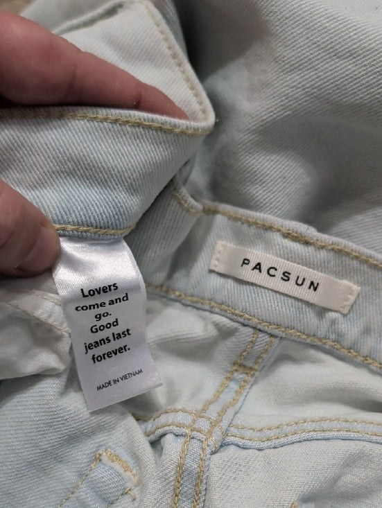 Pacific Sunwear Light Wash Distressed Bootcut Baggy Jeans Women's 27