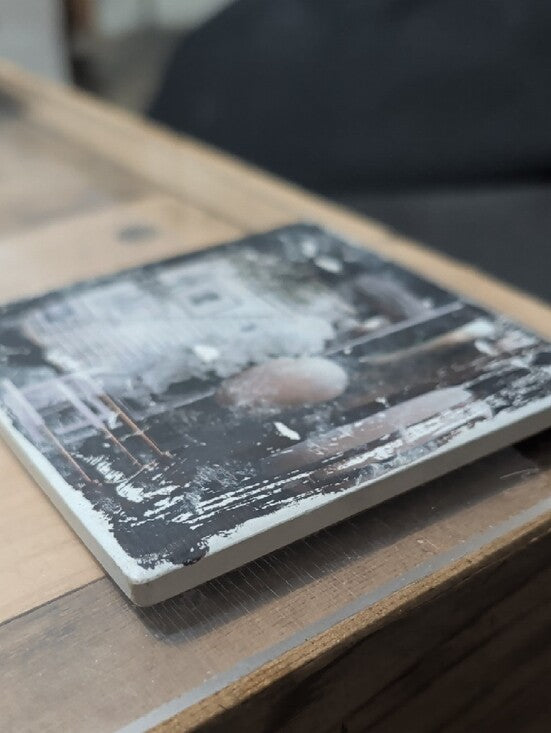 Black & White Decorative Photo Square Coaster - Floral Still Life Handcrafted