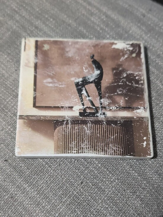 Abstract Bronze Sculpture Art Print Coaster - Brown Tan Hancrafted