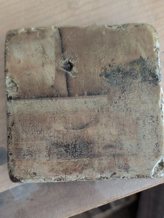 Abstract MCM Distressed Square Stone Coaster - Handcrafted