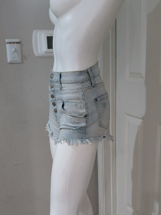 Women’s Light Blue High-Rise Distressed Denim Shorts Size 5