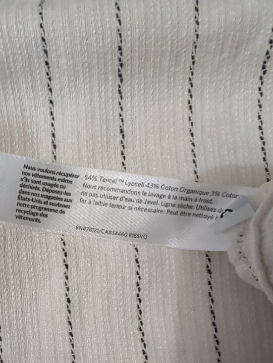 Eileen Fisher Cream Striped Boatneck Tunic Women's Small