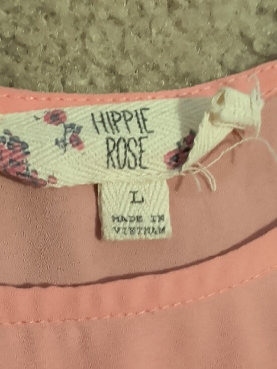 Hippie Rose Coral Twist-Front Short Sleeve Blouse Women's Large