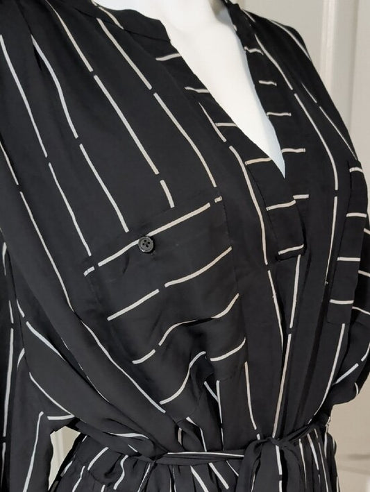 Who What Wear Black Women's Striped Midi Dress Women's 3XL