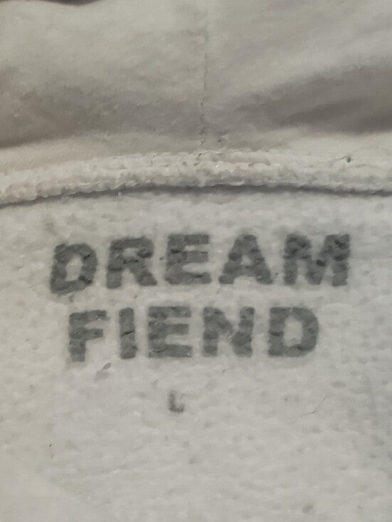 White "Dream Fiend" Graphic Hoodie with Pink Brain Men's Large
