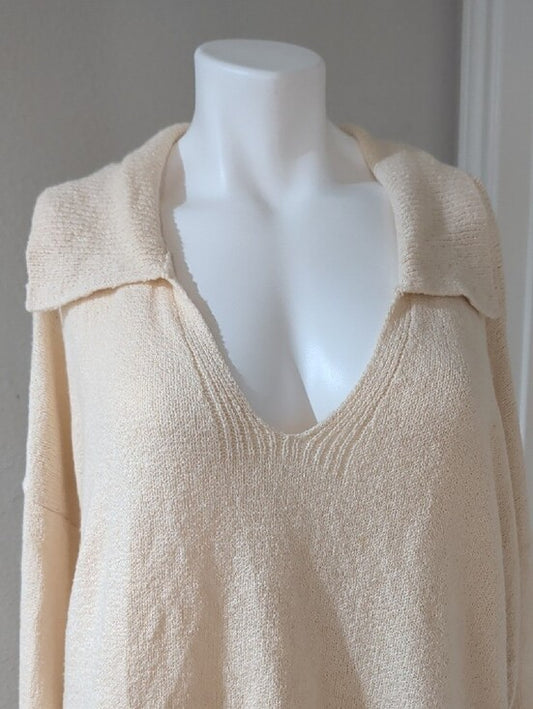 Ava & Viv Cream V-Neck Lightweight Sweater Women's 3X