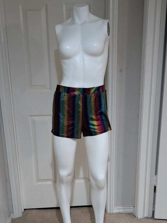 Retro Rainbow Sequin Party Shorts for Women Medium/Large
