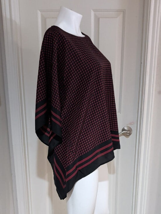 Michael Kors Black with Dark Red Dot-Print Flow Tunic Women's L/XL