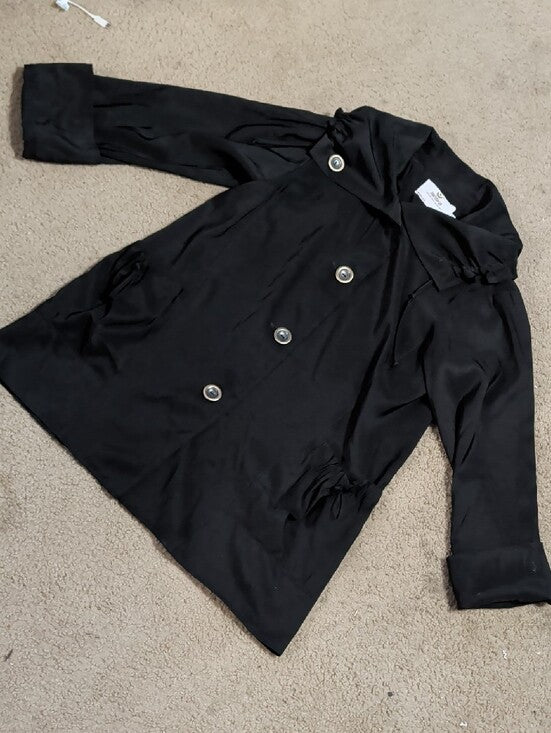 Janska Black Lightweight Trench Coat with 5-Button Front Women's Small