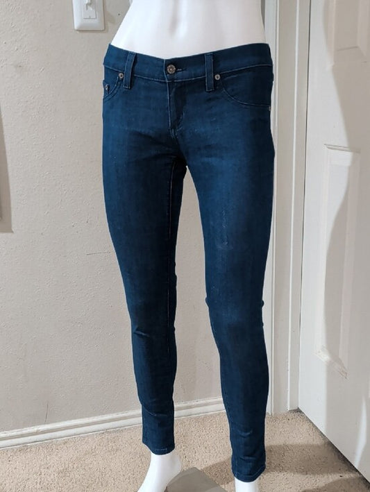 Y2K Carmar Women's Low-Rise Dark Indigo Skinny Jeans — Stretch Denim 27 Retro
