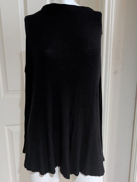 We The Free Black Ribbed Open Back Long-Sleeve Tunic Women's Small