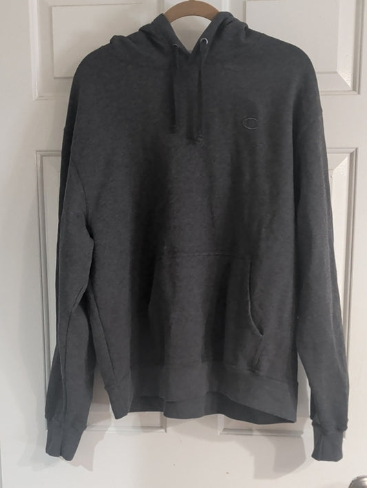NWOT Champion Charcoal Gray Hoodie with Embroidered Logo Men's Large