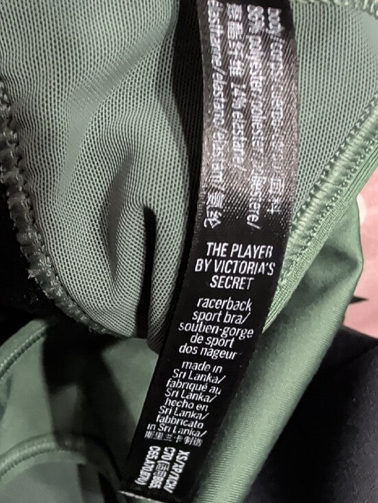 Victoria's Secret Women's Scoop Neck Sports Bra in Olive Green and Black XS