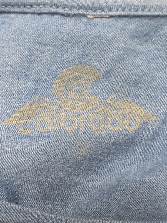 Retro Women’s Blue Graphic Tee with Colorado Emblem Small