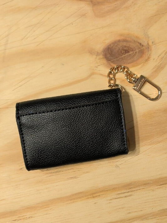 Anne Klein Black Leather Key Pouch Wallet with Gold Hardware XSmall