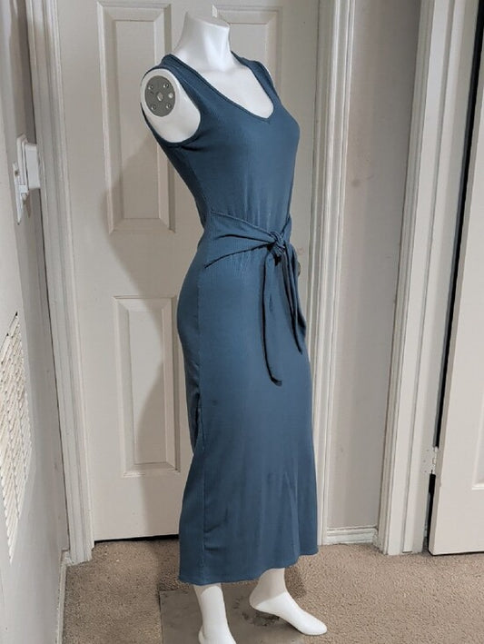 See You Monday Slate Blue Tie-Waist Midi Dress Women's XL