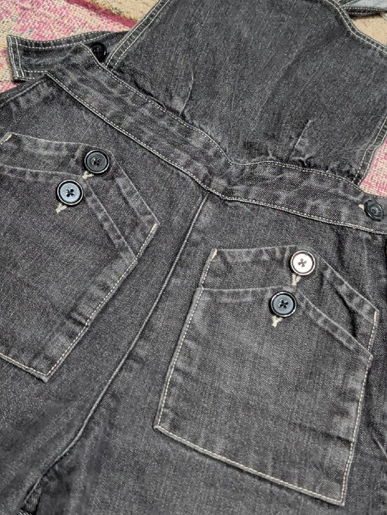 Vintage Freddie's Of Pinewood Black Denim Wide Leg Overalls Women's 28