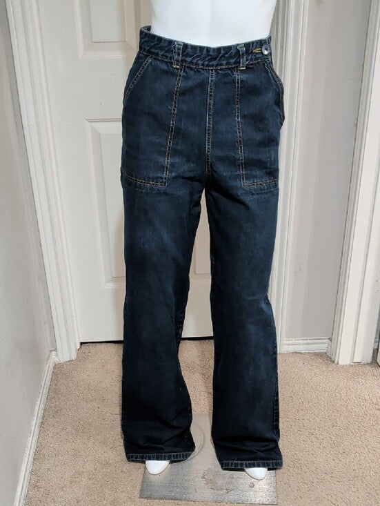 Vintage Freddie's Of Pinewood High-Rise Wide Leg Dark Denim Jeans Retro Size 28