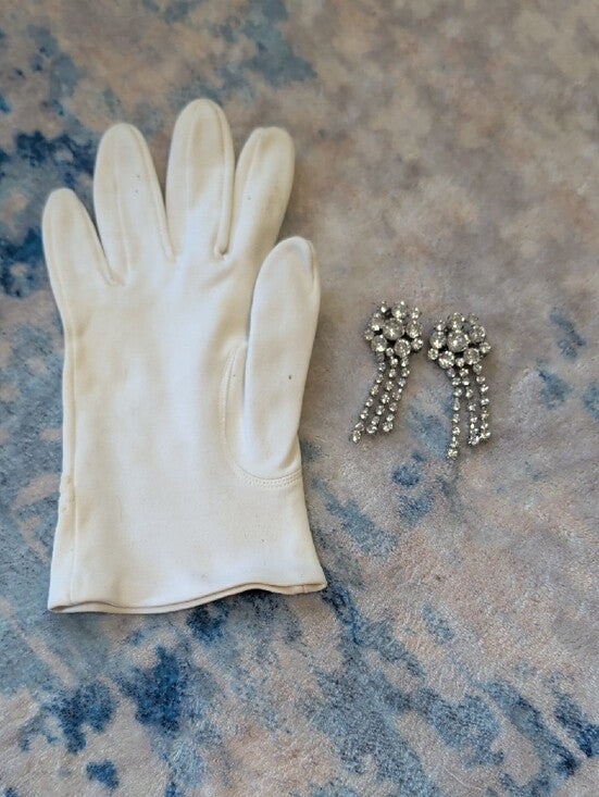 (2) Vintage Crystal Cascade Drop Pins- Silver Clear 2'' Mint Condition