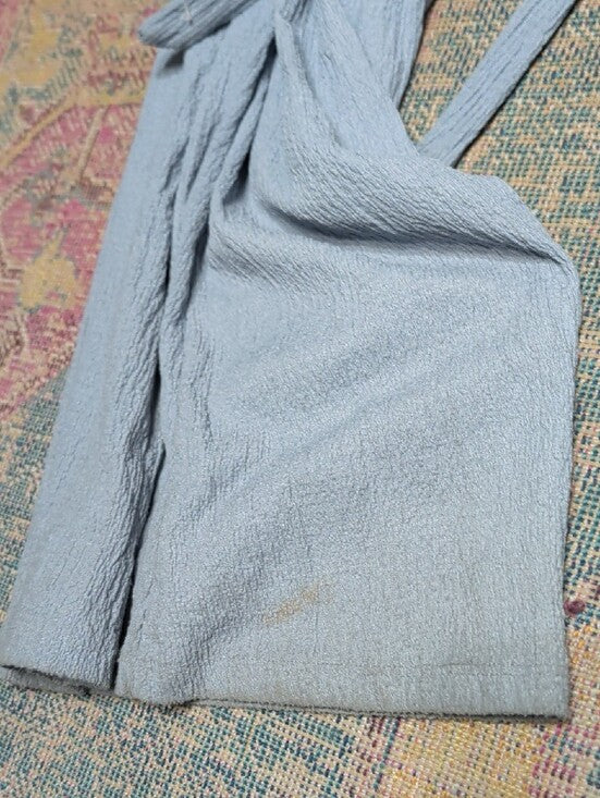 H&M Light Blue Textured Sleeveless Jumpsuit with Tie Waist Women's Large