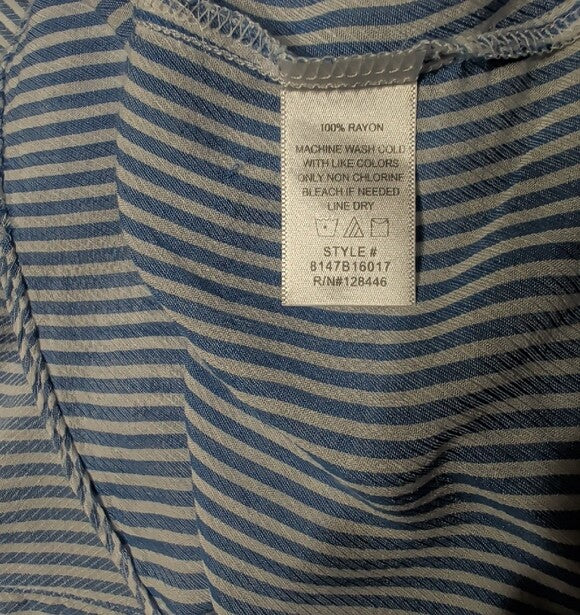 DNA Couture Lightweight Blue & White Striped Button-Up Blouse Women's Large