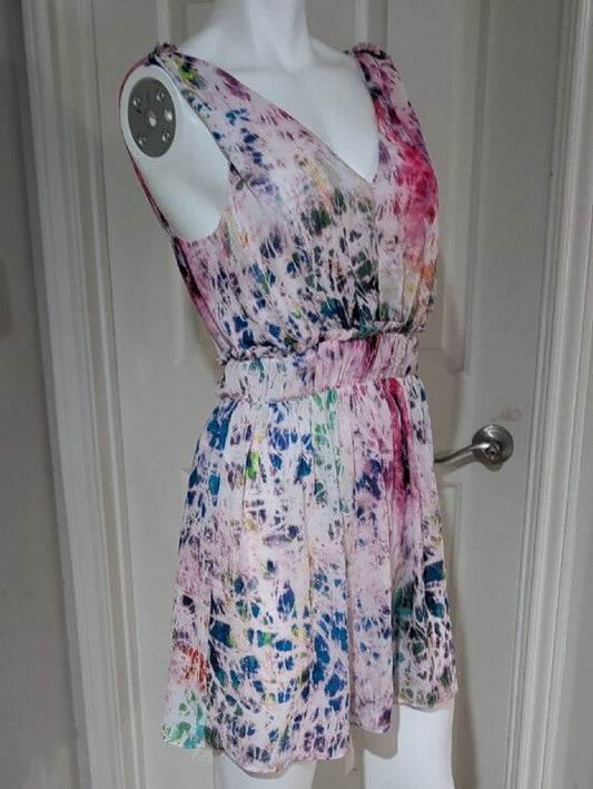 Madison Marcus Multicolor Tie-Dye V-Neck Mini Dress - Mod Multi-Color Small