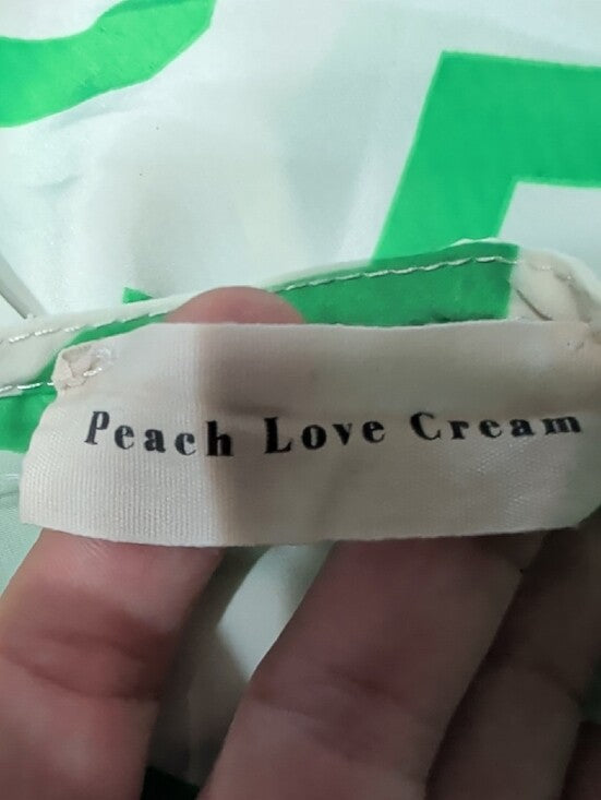 Peach Love Cream Green Chevron Sleeveless Mini Dress Women's Small