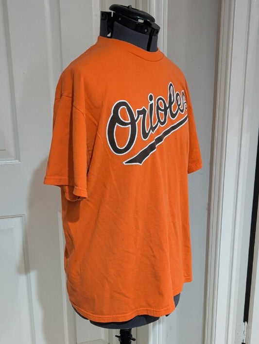 Majestic Orange Orioles Script Short Sleeve Tee Men's Large