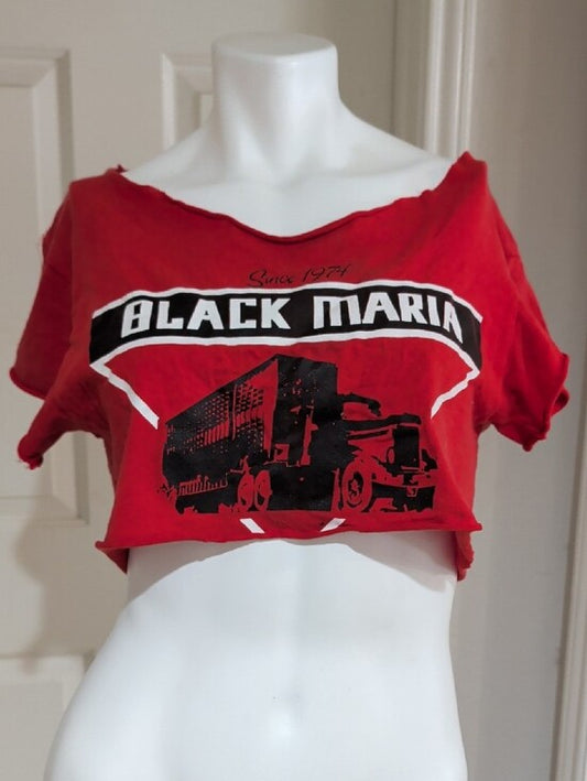 Retro Black Maria Red Crop Top Tee Women's Small Vintage