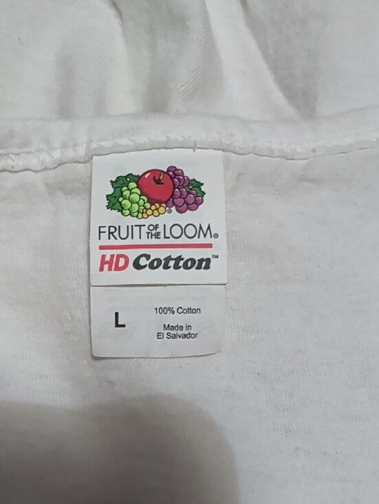 White Tank Top with Pink 'Paper Tiger' Logo Men's Large
