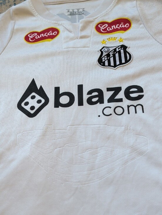 White Blaze Soccer Jersey with Crest Kids 30/ 12 US