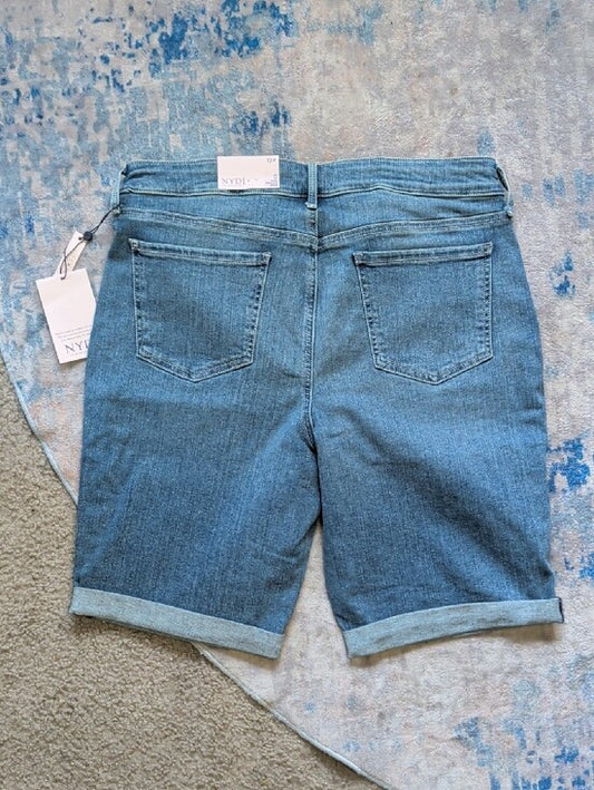 NYDJ Mid Wash Denim Bermuda Shorts with Rolled Cuffs NWT