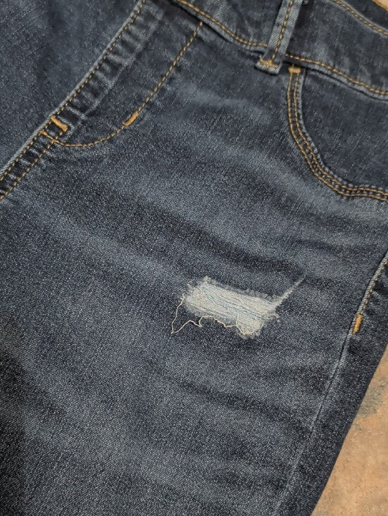 Wonder Nation Dark Blue Skinny Jeans with Light Distress Girls Large (10-12)