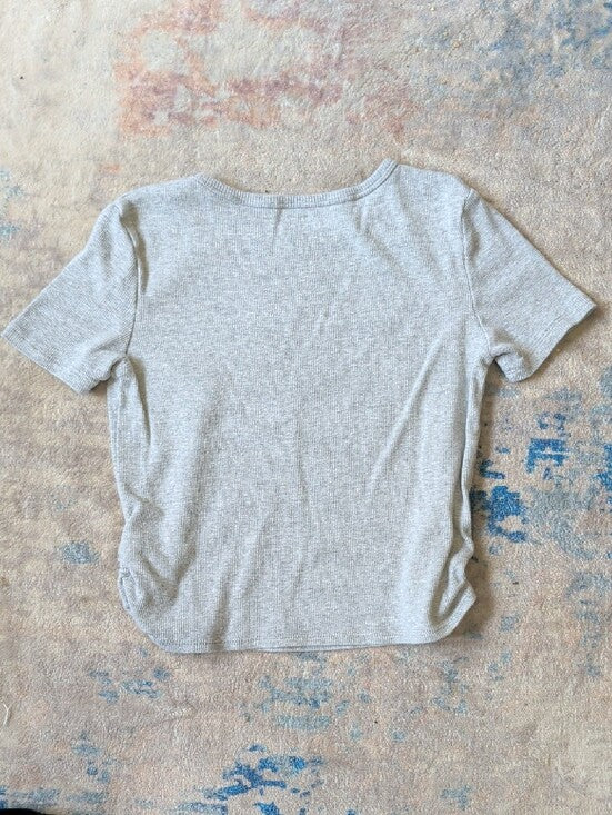 Velvet by Pink Heather Gray Ribbed Short Sleeve Tee Girls M (10/12)