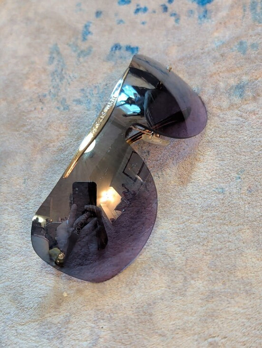 Vintage Rocawear Men's Shield Sunglasses- Purple Gradient Lenses w/ Gold Accents