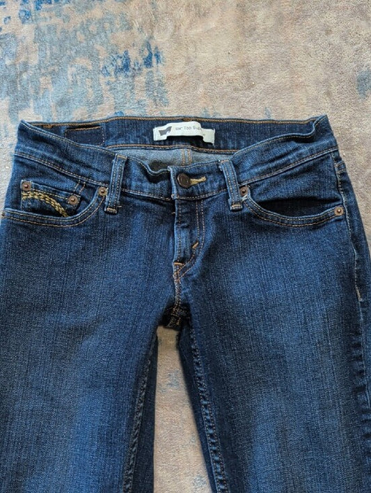 Levi's 2012 Too Super Low-Rise Stretch Blue Flared Jeans Women's 1 (Juniors) Y2K