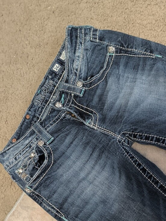 Miss Me Women’s Dark Indigo Skinny Jeans with Contrast Stitching Sz 26