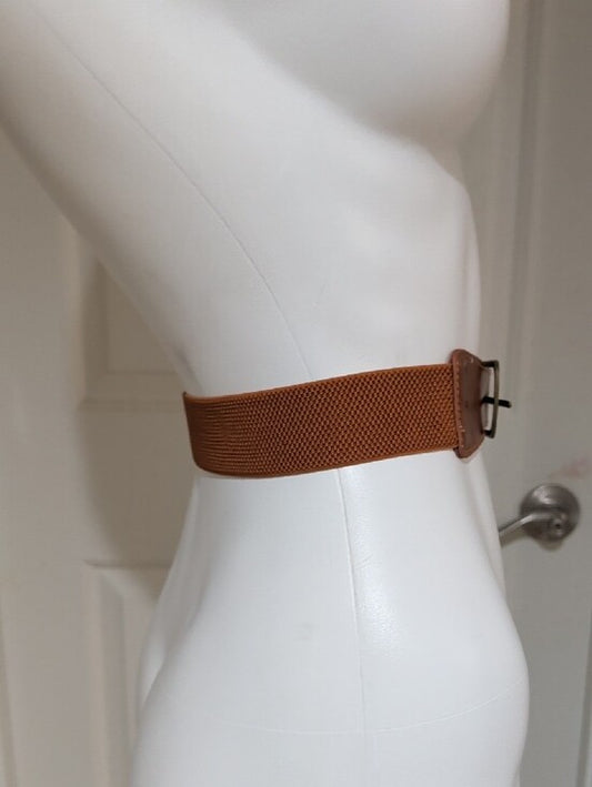 Brown Stretchable Braid Belt with Leather Trim - NWOT - Unisex Women's 29"