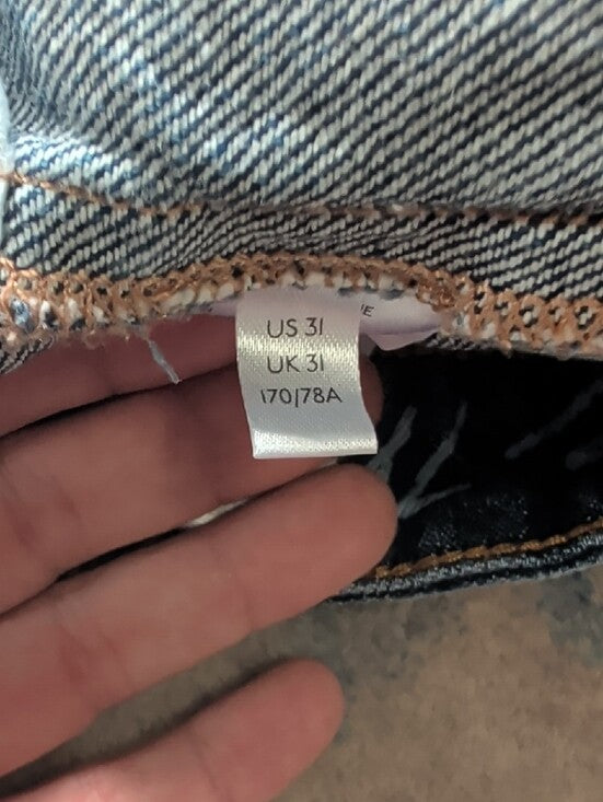 We The Free Dark Indigo Frayed Hem Denim Skirt Women's 31